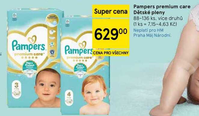 Pampers premium care  Dětské pleny, 88-136 ks, více druhů Tesco