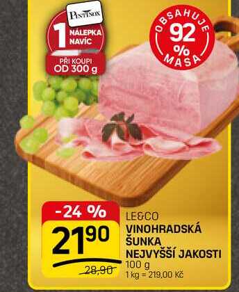 VINOHRADSKÁ ŠUNKA NEJVYŠŠÍ JAKOSTI 100 g 