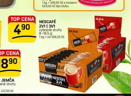 NESCAFÉ 2V1 | 3V1 vybrané druhy 8-16,5 g