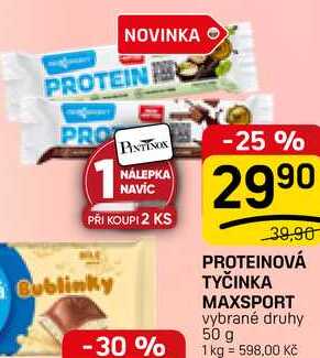PROTEINOVÁ TYČINKA MAXSPORT vybrané druhy 50 g