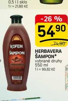 HERBAVERA ŠAMPON* vybrané druhy 550 ml FLOP TOP