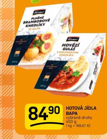 HOTOVÁ JÍDLA BAPA vybrané druhy 450 g