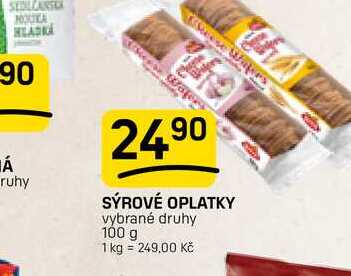 SÝROVÉ OPLATKY vybrané druhy 100 g 