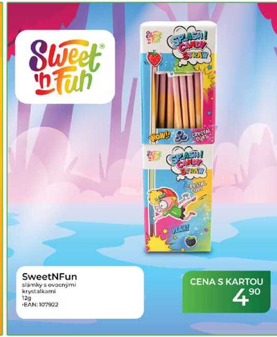 SweetNFun slámky s ovocnými krystalkami 12g