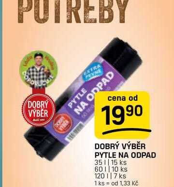 DOBRÝ VÝBĚR PYTLE NA ODPAD 351|15 ks
