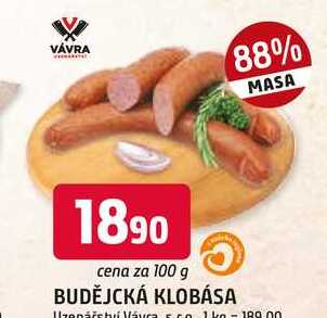 BUDĚJCKÁ KLOBÁSA 100g