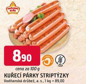 KUŘECÍ PÁRKY STRIPTÝZKY 100g