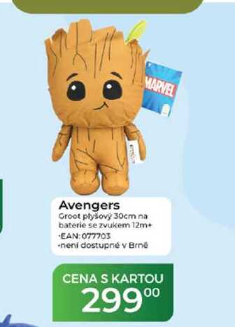Avengers Groot plyšový 30cm na baterie se zvukem Tamda Foods