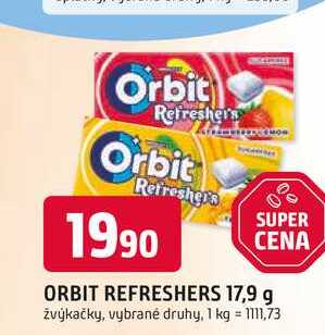 ORBIT REFRESHERS 17,9 g žvýkačky