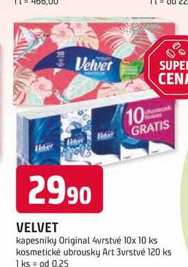 Velvet kapesniky Original 4vrstvé 10x 10 ks Trefa