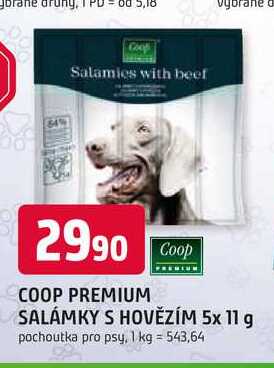 COOP PREMIUM SALÁMKY S HOVĚZÍM 5x 11 g pochoutka pro psy