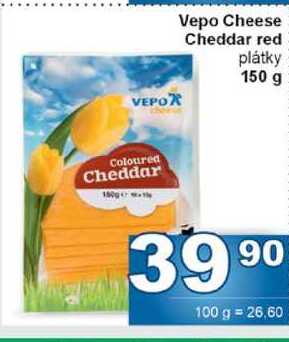 Vepo Cheese Cheddar red plátky 150 g 