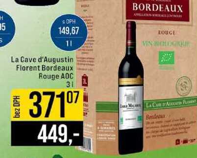 La Cave d'Augustin Florent Bordeaux Rouge AOC 3l