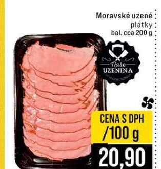 Moravské uzené plátky bal cca 200 g 100g