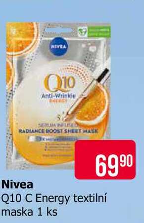 Nivea Q10 C Energy textilní maska 1 ks Teta drogerie
