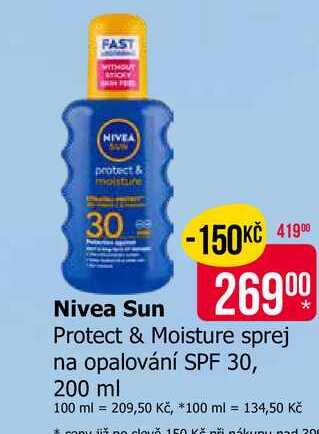 NIVEA Protect & Moisture sprej na opalování SPF 30, 200 ml Teta drogerie