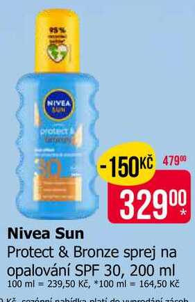 Nivea Sun Protect & Bronze sprej na opalování SPF 30, 200 ml Teta drogerie