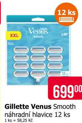 Gillette Venus Smooth náhradní hlavice 12 ks Teta drogerie