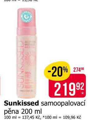 Sunkissed samoopalovací pěna 200 ml Teta drogerie