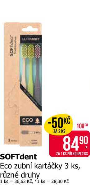 SOFTdent Eco zubní kartáčky 3 ks, různé druhy Teta drogerie