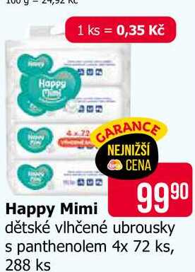 Happy Mimi dětské vlhčené ubrousky s panthenolem 4x 72 ks, 288 ks Teta drogerie