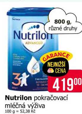 Nutrilon pokračovací mléčná výživa 800 g Teta drogerie