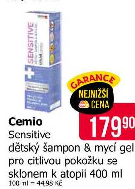 Cemio Sensitive dětský šampon & mycí gel pro citlivou pokožku se sklonem k atopii 400 ml