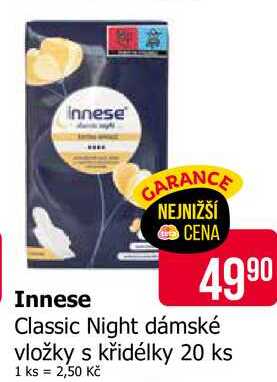 Innese Classic Night dámské vložky s křidélky 20 ks Teta drogerie