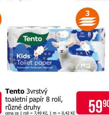 Tento 3vrstvý toaletní papír 8 rolí, různé druhy Teta drogerie