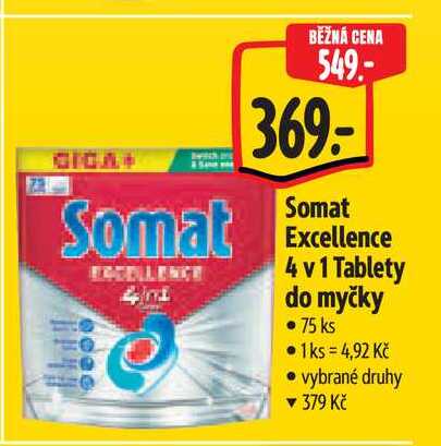 Somat Excellence 4 v 1 Tablety do myčky  75 ks Albert