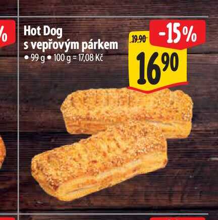 Hot Dog s vepřovým párkem 99 g 