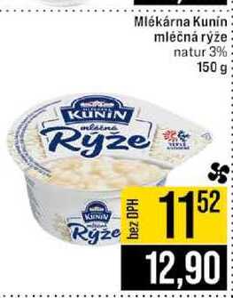 Mlékárna Kunin mléčná rýže natur 3% 150 g