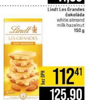 Lindt Les Grandes čokoláda white almond milk hazelnut 150 g