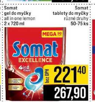 Somat tablety do myčky různé druhy 50-75 ks JIP