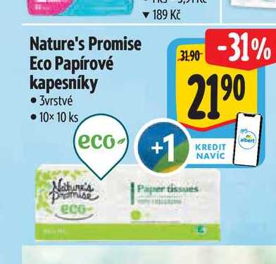 Nature's Promise Eco Papírové kapesníky 3vrstvé 10x 10 ks