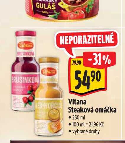   Vitana Steaková omáčka  250 ml 