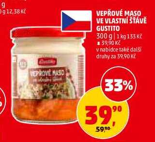 VEPŘOVÉ MASO VE VLASTNÍ ŠŤÁVĚ GUSTITO, 300 g