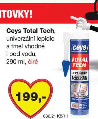 Ceys Total Tech, univerzální lepidlo a tmel vhodné i pod vodu, 290 ml Barvy a laky drogerie 