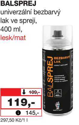 BALSPREJ univerzální bezbarvý lak ve spreji, 400 ml Barvy a laky drogerie 