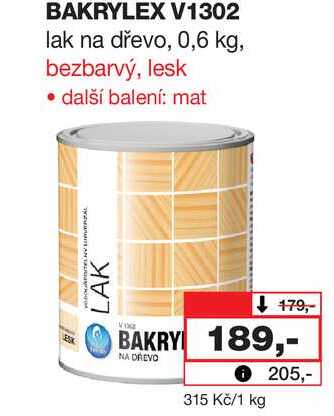 LAK BAKRYLEX V1302 lak na dřevo, 0,6 kg Barvy a laky drogerie 
