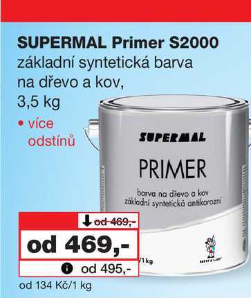 SUPERMAL Primer S2000 základní syntetická barva na dřevo a kov, 3,5 kg Barvy a laky drogerie 