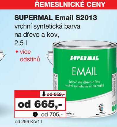 SUPERMAL Email S2013 vrchní syntetická barva na dřevo a kov, 2,5l Barvy a laky drogerie 