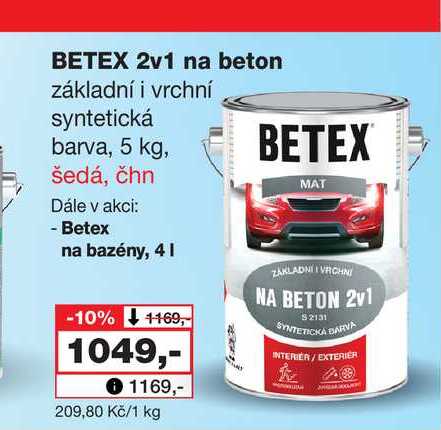 BETEX 2v1 na beton základní i vrchní syntetická barva, 5 kg