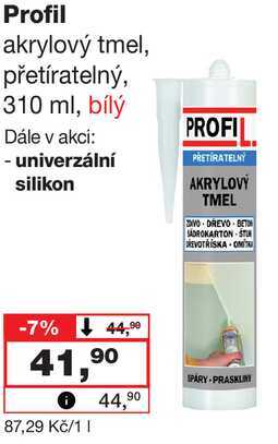 Profil akrylový tmel, přetíratelný, 310 ml, bílý Barvy a laky drogerie 