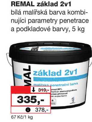 REMAL základ 2v1 bílá malířská barva kombinující parametry penetrace a podkladové barvy, 5 kg Barvy a laky drogerie 