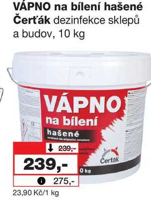 VÁPNO na bílení hašené Čerťák dezinfekce sklepů a budov, 10 kg Barvy a laky drogerie 