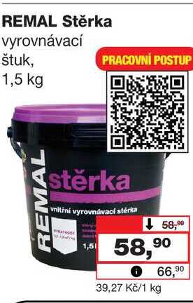 REMAL Stěrka vyrovnávací štuk, 1,5 kg