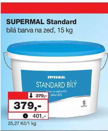 SUPERMAL Standard bílá barva na zeď, 15 kg