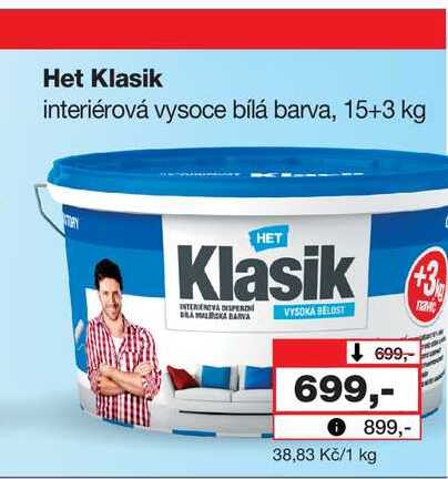 Het Klasik interiérová vysoce bílá barva, 15+3 kg