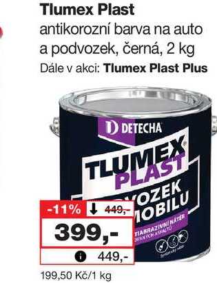 Tlumex Plast antikorozní barva na auto a podvozek, černá, 2 kg Barvy a laky drogerie 